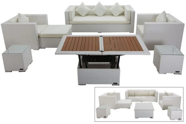OUTFLEXX Loungemöbel-Set, Weiß, Polyrattan, Für 6 Personen, Inkl. Loungetisch, Wasserfeste Kissenbox 3 OUTFLEXX Loungemöbel-Set, Weiß, Polyrattan, Für 6 Personen, Inkl. Loungetisch, Wasserfeste Kissenbox