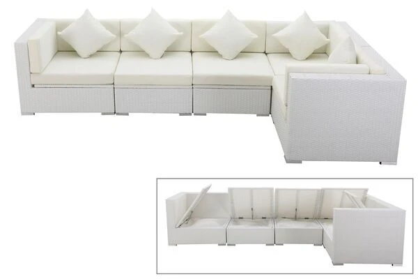 OUTFLEXX Loungemöbel Polyrattan, Weiß, Für 5 Personen, Wasserfeste Kissenbox 3 OUTFLEXX Loungemöbel Polyrattan, Weiß, Für 5 Personen, Wasserfeste Kissenbox