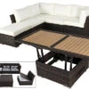 OUTFLEXX Loungemöbel-Set, Braun Marmoriert, Polyrattan, Inkl. Loungetisch, Für 5 Personen, Wasserfeste Kissenbox