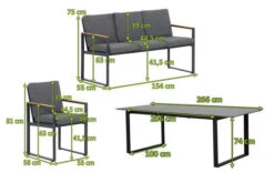 OUTFLEXX Alexander Esstischgarnitur, Mattgrau, Alu/Teak, Ausziehtisch 206/266x100cm, 4 Stühle, 3er Bank, Inkl. Polster -Kettler Verkäufe 20122 mass.jpg