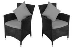 OUTFLEXX 2er Set Sessel, Schwarz, Polyrattan Inkl. Kissen Und Polster
