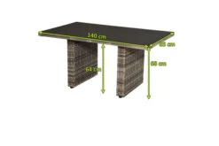 Ploß Rabida Lounge-Tisch, Champagner-meliert, Polyrattan, 140x85cm, Glasplatte In Steinoptik -Kettler Verkäufe 21637 5.jpg