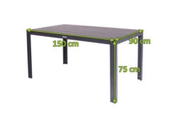 VILLANA Esstisch, Anthrazit/schwarz, Alu/Holzimitat, 150x90cm, Rechteckig -Kettler Verkäufe 21647 mass.jpg