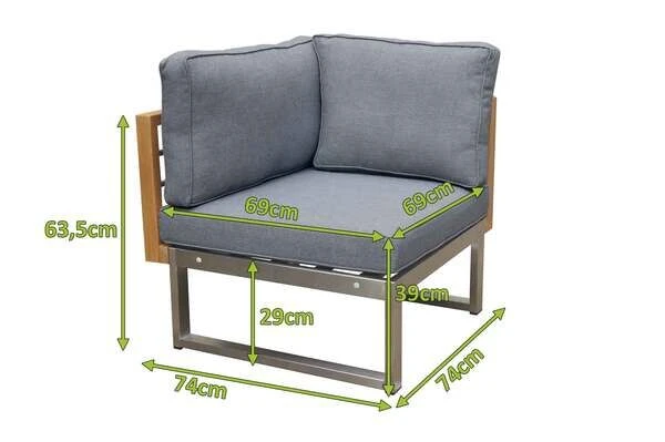 OUTFLEXX Eckelement, Natur / Grau, FSC-Teak / Edelstahl / Olefin, 74x74x64 Cm 7 OUTFLEXX Eckelement, Natur / Grau, FSC-Teak / Edelstahl / Olefin, 74x74x64 Cm – Bild 5