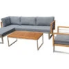 OUTFLEXX Ecklounge, Natur/grau, Edelstahl/Teak, 5 Personen, Inklusive Sessel Und Tisch 110 X 60 Cm, Lehne Links
