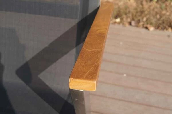 OUTFLEXX Stapelsessel, Schwarz, FSC-Teak / Edelstahl / Textilene, 60x56x85 Cm, Modernes Design 8 OUTFLEXX Stapelsessel, Schwarz, FSC-Teak / Edelstahl / Textilene, 60x56x85 Cm, Modernes Design – Bild 6