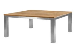 OUTFLEXX Rimini Esstisch, Silber/natur, Edelstahl/recycled FSC-Teak, 160 X 160 Cm, Quadratisch