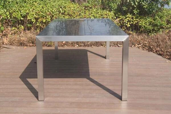 OUTFLEXX Esstisch, Grau, Granit / Edelstahl, 200x100 Cm, 2 Teilige Tischplatte 6 OUTFLEXX Esstisch, Grau, Granit / Edelstahl, 200x100 Cm, 2 Teilige Tischplatte – Bild 4