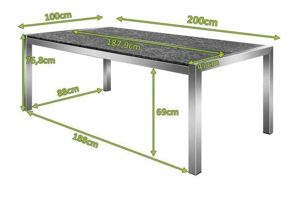 OUTFLEXX Esstisch, Grau, Granit / Edelstahl, 200x100 Cm, 2 Teilige Tischplatte 7 OUTFLEXX Esstisch, Grau, Granit / Edelstahl, 200x100 Cm, 2 Teilige Tischplatte – Bild 5