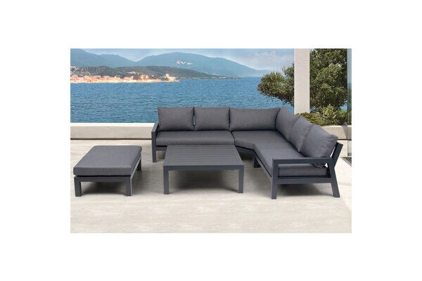 OUTFLEXX Ecklounge, Anthrazit Matt/dunkelgrau, Alu/Spuncrylic, 5-tlg., Tisch 115x115cm, 4-6 Pers 3 OUTFLEXX Ecklounge, Anthrazit Matt/dunkelgrau, Alu/Spuncrylic, 5-tlg., Tisch 115x115cm, 4-6 Pers