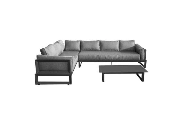 OUTFLEXX Ecklounge, Anthrazit Matt/dunkelgrau, Alu/Spuncrylic, 3-tlg., Tisch 110x62cm, 5-6 Pers 4 OUTFLEXX Ecklounge, Anthrazit Matt/dunkelgrau, Alu/Spuncrylic, 3-tlg., Tisch 110x62cm, 5-6 Pers – Bild 2