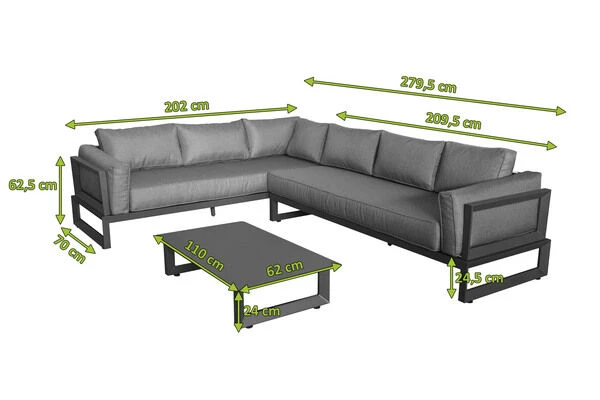 OUTFLEXX Ecklounge, Anthrazit Matt/dunkelgrau, Alu/Spuncrylic, 3-tlg., Tisch 110x62cm, 5-6 Pers 7 OUTFLEXX Ecklounge, Anthrazit Matt/dunkelgrau, Alu/Spuncrylic, 3-tlg., Tisch 110x62cm, 5-6 Pers – Bild 5