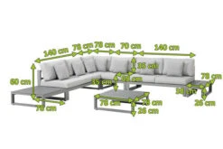 OUTFLEXX Willis Loungemöbel, Hellgrau, Alu/Holzimitat/Polyester, 5-6 Personen, Inkl. 2x Loungetisch, 1x Beistelltisch -Kettler Verkäufe 21820 mass.jpg