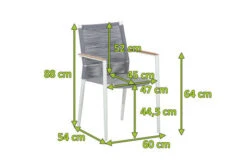 OUTFLEXX Theo Dining Sessel, Weiß/grau, Alu/FSC®-Teakholz/Rope, 54 X 60 X 88 Cm -Kettler Verkäufe 21824 mass.jpg