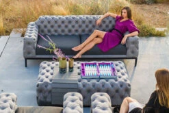 OUTFLEXX Hero Hocker, Suede Grey, Alu/Sunbrella, 150 X 90 X 45 Cm