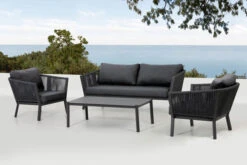 OUTFLEXX Meria Loungemöbel, Dunkelgrau, Alu/Rope/Polyester, Für 4 Personen, Inkl. Loungetisch Und Polster