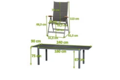 SIENA GARDEN Savina XL/Miros Esstischgarnitur, Matt Graphit/grau, Alu/Teak/Texfabric/Spraystone, Tisch 180/240x90 Cm, 6 Multipos. -Kettler Verkäufe 22038 5.jpg