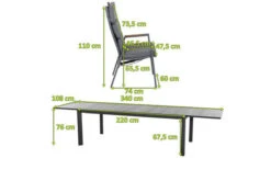 SIENA GARDEN Savona/Kingston Esstischgarnitur, Matt Graphit/grau/wood Look, Alu/Teak/Keramik/Texfabric, Tisch 220/340x108 Cm, 10 Stapelsessel -Kettler Verkäufe 22052 5.jpg