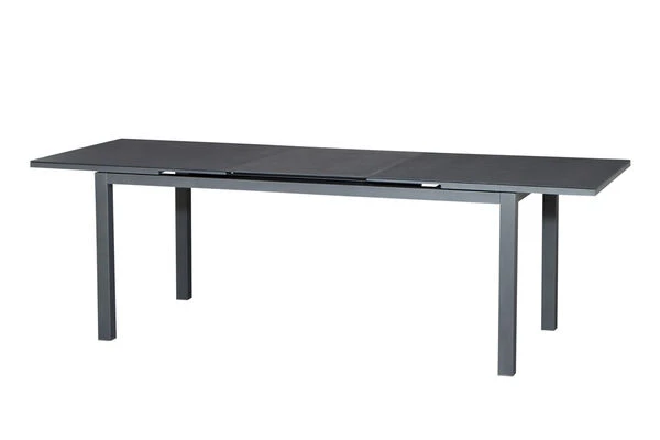 SIENA GARDEN Gomera II/Miros Esstischgarnitur, Matt Graphit/grau, Alu/Teak/Spraystone/Texfabric, Tisch 180/240x90 Cm, 8 Stapelsessel 9 SIENA GARDEN Gomera II/Miros Esstischgarnitur, Matt Graphit/grau, Alu/Teak/Spraystone/Texfabric, Tisch 180/240x90 Cm, 8 Stapelsessel – Bild 7