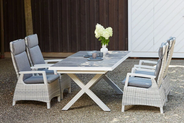 SIENA GARDEN Corido/Sincro Esstischgarnitur, Ice Grey/weiß Grau, Alu/Gardino®-Geflecht/Keramik, Ausziehtisch 200/260x100 Cm, 4 Dining Move Sessel 21 SIENA GARDEN Corido/Sincro Esstischgarnitur, Ice Grey/weiß Grau, Alu/Gardino®-Geflecht/Keramik, Ausziehtisch 200/260x100 Cm, 4 Dining Move Sessel – Bild 19