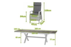 SIENA GARDEN Corido/Sincro Esstischgarnitur, Ice Grey/weiß Grau, Alu/Gardino®-Geflecht/Keramik, Ausziehtisch 200/260x100 Cm, 8 Dining Move Sessel -Kettler Verkäufe 22090 5.jpg