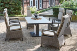 SIENA GARDEN Corido/Bellani Pinie Loungeset, Charcoal/anthrazit/pinie-grau, Alu/Keramik/Gardino®-Geflecht, Lifttisch 160x90 Cm, 6 Dining Move Sessel