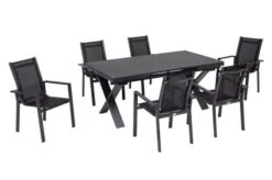 OUTFLEXX Esstischgarnitur, OUTFLEXX® Anthrazit Matt, Alu / Spraystone / Textil, Tisch 180/280x100cm, 6 Stapelsessel -Kettler Verkäufe 22136 19.jpg