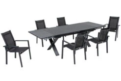 OUTFLEXX Esstischgarnitur, OUTFLEXX® Anthrazit Matt, Alu / Spraystone / Textil, Tisch 180/280x100cm, 6 Stapelsessel -Kettler Verkäufe 22136 2.jpg