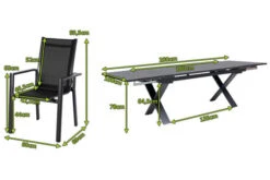 OUTFLEXX Esstischgarnitur, OUTFLEXX® Anthrazit Matt, Alu / Spraystone / Textil, Tisch 180/280x100cm, 6 Stapelsessel -Kettler Verkäufe 22136 5.jpg