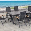 OUTFLEXX Esstischgarnitur, OUTFLEXX® Anthrazit Matt, Alu /HPL / Teak, Tisch 180/280x100cm, 6 Multipositionssessel -Kettler Verkäufe 22146 1.jpg