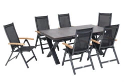 OUTFLEXX Esstischgarnitur, OUTFLEXX® Anthrazit Matt, Alu /HPL / Teak, Tisch 180/280x100cm, 6 Multipositionssessel -Kettler Verkäufe 22146 18.jpg