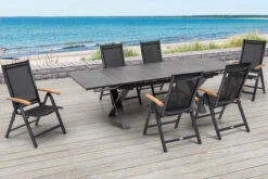 OUTFLEXX Esstischgarnitur, OUTFLEXX® Anthrazit Matt, Alu /HPL / Teak, Tisch 180/280x100cm, 6 Multipositionssessel -Kettler Verkäufe 22146 6.jpg