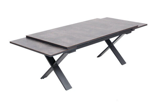 OUTFLEXX Esstischgarnitur, OUTFLEXX® Anthrazit Matt, Alu / HPL / Textil, Tisch 180/280x100cm, 10 Stapelsessel 9 OUTFLEXX Esstischgarnitur, OUTFLEXX® Anthrazit Matt, Alu / HPL / Textil, Tisch 180/280x100cm, 10 Stapelsessel – Bild 7