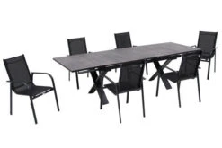 OUTFLEXX Esstischgarnitur, OUTFLEXX® Anthrazit Matt, Alu / HPL / Textil, Tisch 180/280x100cm, 6 Sessel, Stapelbar -Kettler Verkäufe 22164 2.jpg