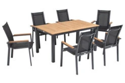 OUTFLEXX Esstischgarnitur, OUTFLEXX® Anthrazit Matt, Alu / Teak / Textil, Tisch 150/210x90cm, 6 Stapelsessel -Kettler Verkäufe 22169 2.jpg