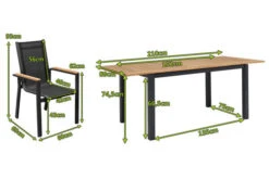 OUTFLEXX Esstischgarnitur, OUTFLEXX® Anthrazit Matt, Alu / Teak / Textil, Tisch 150/210x90cm, 6 Stapelsessel -Kettler Verkäufe 22169 5 mass.jpg