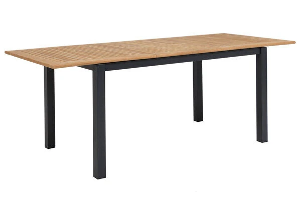 OUTFLEXX Esstischgarnitur, OUTFLEXX® Anthrazit Matt, Alu / Teak / Textil, Ausziehtisch 150/210x90cm, 4 Stapelsessel 12 OUTFLEXX Esstischgarnitur, OUTFLEXX® Anthrazit Matt, Alu / Teak / Textil, Ausziehtisch 150/210x90cm, 4 Stapelsessel – Bild 10