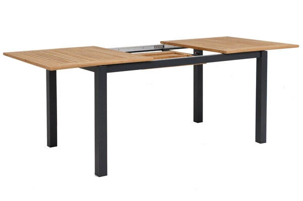 OUTFLEXX Esstischgarnitur, OUTFLEXX® Anthrazit Matt, Alu / Teak / Textil, Ausziehtisch 150/210x90cm, 4 Stapelsessel 10 OUTFLEXX Esstischgarnitur, OUTFLEXX® Anthrazit Matt, Alu / Teak / Textil, Ausziehtisch 150/210x90cm, 4 Stapelsessel – Bild 8