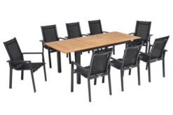 OUTFLEXX Esstischgarnitur, OUTFLEXX® Anthrazit Matt, Alu / Teak / Textil, Ausziehtisch 150/210x90cm, 8 Stapelsessel -Kettler Verkäufe 22179 2.jpg