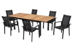 OUTFLEXX Esstischgarnitur, OUTFLEXX® Anthrazit Matt, Alu / Teak / Textil, Ausziehtisch 180/240x100cm, 6 Stapelsessel -Kettler Verkäufe 22193 2.jpg