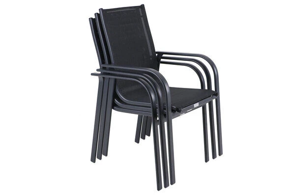 OUTFLEXX Esstischgarnitur, OUTFLEXX®anthrazit Matt, Alu / Teak / Textil, Tisch 180/240x100cm, 10 Sessel, Stapelbar 13 OUTFLEXX Esstischgarnitur, OUTFLEXX®anthrazit Matt, Alu / Teak / Textil, Tisch 180/240x100cm, 10 Sessel, Stapelbar – Bild 11