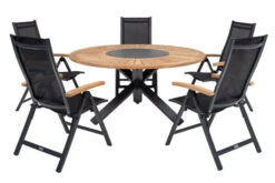 OUTFLEXX Esstischgarnitur, OUTFLEXX® Anthrazit Matt, Alu / Teak / Textil, Esstisch Ø 150 Cm, 5 Multipositionssessel -Kettler Verkäufe 22200 2.jpg