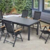 OUTFLEXX Premium Esstischgarnitur, OUTFLEXX® Anthrazit Matt, Alu / Glas / Teak, Tisch 180/240x100cm, 6 Multipositionssessel -Kettler Verkäufe 22205 1.jpg