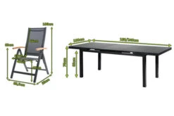 OUTFLEXX Premium Esstischgarnitur, OUTFLEXX® Anthrazit Matt, Alu / Glas / Teak, Tisch 180/240x100cm, 6 Multipositionssessel -Kettler Verkäufe 22205 5.jpg