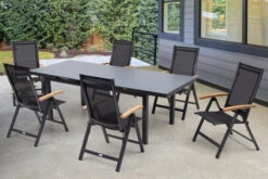 OUTFLEXX Premium Esstischgarnitur, OUTFLEXX® Anthrazit Matt, Alu / Glas / Teak, Tisch 180/240x100cm, 6 Multipositionssessel -Kettler Verkäufe 22205 7.jpg