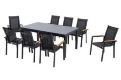 OUTFLEXX Premium Esstischgarnitur, OUTFLEXX® Anthrazit Matt, Alu / Glas / Teak, Tisch 180/240x100cm, 8 Stapelsessel -Kettler Verkäufe 22208 2.jpg