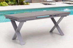 OUTFLEXX Esstischgarnitur, Silber, Alu / HPL / Textil, Tisch 180/280x100cm, 10 Multipositionssessel 21 OUTFLEXX Esstischgarnitur, Silber, Alu / HPL / Textil, Tisch 180/280x100cm, 10 Multipositionssessel -Kettler Verkäufe 22222 4.jpg