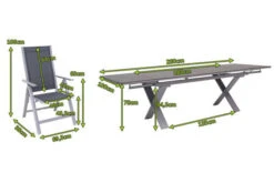 OUTFLEXX Esstischgarnitur, Silber, Alu / HPL / Textil, Tisch 180/280x100cm, 10 Multipositionssessel 22 OUTFLEXX Esstischgarnitur, Silber, Alu / HPL / Textil, Tisch 180/280x100cm, 10 Multipositionssessel -Kettler Verkäufe 22222 5.jpg