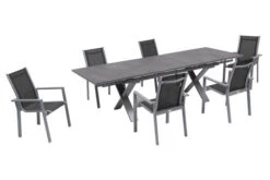 OUTFLEXX Esstischgarnitur, Silber, Alu / HPL / Textil, Tisch 180/280x100cm, 6 Stapelsessel -Kettler Verkäufe 22223 2.jpg