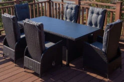 OUTFLEXX Esstischgarnitur, Polyrattan, Tisch 200x95cm, 6 Hochlehner, Inkl. Polster